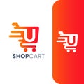 Letter U Shopping Cart Logo, Fast Trolley Shop Icon Royalty Free Stock Photo