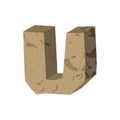 Letter U stone font. Rock alphabet symbol. Stones crag ABC sign Royalty Free Stock Photo