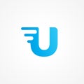 Letter U streaking with fluid effect. Initial alphabet logo design template suitable for kids product, food and drink, toys,