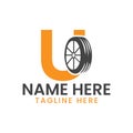 Letter U Tire Logo For Car Repair Automotive Motor Logo Design Vector Template