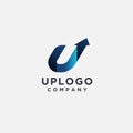 Letter U for Up Logo Icon vector template withe 3d floor style