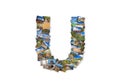 Letter U uppercase font shape alphabet collage made of my best l