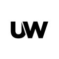 Letter U and W, UW logo design template. Minimal monogram initial based logotype
