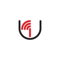 letter ui line signal radio smart phone symbol logo vector