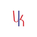 letter uk red blue simple slice line logo vector Royalty Free Stock Photo