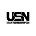 Letter USN simple monogram logo icon design.