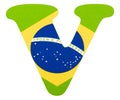 Letter V of the alphabet - Flag of Brazil. White background