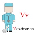 Letter V alphabet of professions. Royalty Free Stock Photo