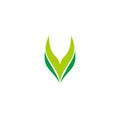 Letter v aquascape plant symbol logo vector