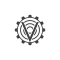 Letter v arrow cog machine industrial logo vector Royalty Free Stock Photo