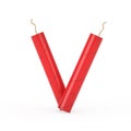 Letter V as Dynamite Sticks Alphabet Collection. 3d Rendering