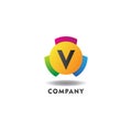 Letter V Cheerful Logo Concept, Colorful Alphabetical Logo Design Template