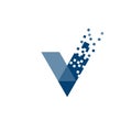 Letter V data tech logo concept