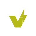 Letter v energy thunder design logo vector Royalty Free Stock Photo