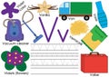 Letter V. English alphabet. Writing practice for children. Education. Royalty Free Stock Photo