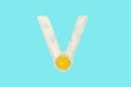 The letter V from a fried egg Royalty Free Stock Photo