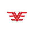 Letter v geometric wings line logo