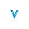 Letter V icon. Technology Smart logo, computer and data related business, hi-tech and innovative, electronic.