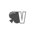 Letter V logo combined with spade icon design