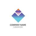 Letter v logo illustration mountain color design vector template Royalty Free Stock Photo