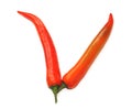Letter V made from chili pepper, orange chillis