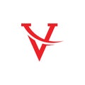 Letter v movement swoosh design logo