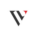 Letter v opposite arrow geometric triangle logo vector