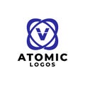 Letter V with an orbit or atom shape, good for any business related to science and technology