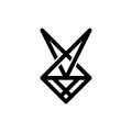 letter V Rabbit logo icon Logo Vector Design. Abstract, designs concept, logos, logotype element for template Royalty Free Stock Photo