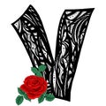 Letter V and Rose, beauty and fashion logo