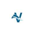 Letter V with stingray icon logo template illustration