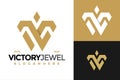 Letter V Victory Jewelry Logo design vector symbol icon illustration