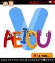 Letter v with vowels cartoon illustration