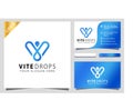 Letter V Water Drop logo design element illustrator, business card