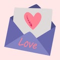 Letter. Valentine card. An envelope with a heart. Valentine card.