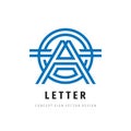 Letter A - vector logo design. Abstract creative sign in circle shape. Stripes style