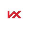 Letter vx red geometric 3d flat logo vector