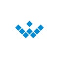 letter w blue diamons pixels logo vector Royalty Free Stock Photo
