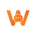 Letter W Chat Communicate Logo Design Concept With Bubble Chat Symbol Royalty Free Stock Photo