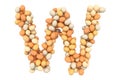 Letter W from chicken eggs, 3D rendering