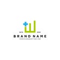 Letter W cross plus hospital medical logo design vector Royalty Free Stock Photo