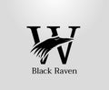 Letter W crow logo designs, black raven in letter W vector illustration design Royalty Free Stock Photo
