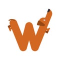Letter W is dog. pet font. Dachshund alphabet. Lettering home an
