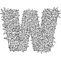 Letter W. Dudling drawing, mandala. Alphabet in the style of dudling, letters of the alphabet. Royalty Free Stock Photo