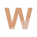 Letter W of the English alphabet, gray paper cardboard texture on white background - Vector