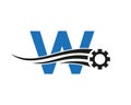 Letter W Gear Cogwheel Logo. Automotive Industrial Icon, Gear Logo, Car Repair Symbol