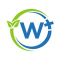 Letter W Healthcare Logo. Doctor Logo on Alphabet W Sign. Medical Pharmacy Plus Symbol Design