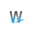 Letter W logo with pelican bird icon design Royalty Free Stock Photo
