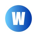 Letter W logo symbol in blue gradient circle.