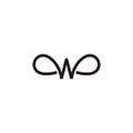 letter w loop wings line logo vector